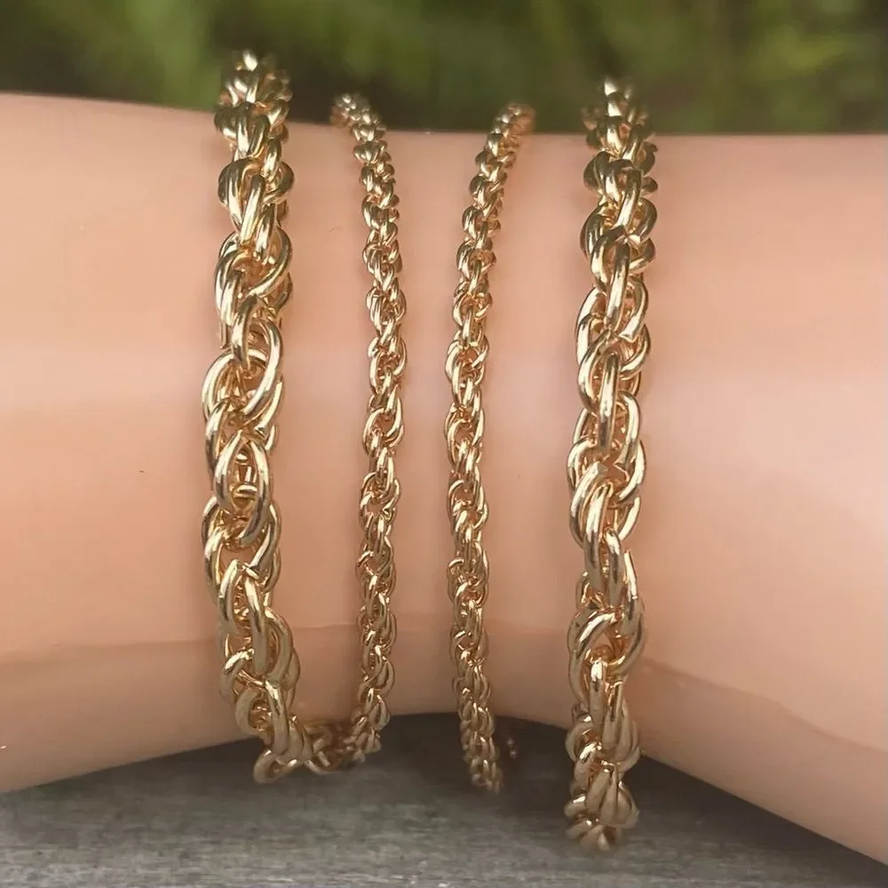 Urban Outfitter Four (4) Gold Tone Chain Bracelets NWT Boho Preppy Classic